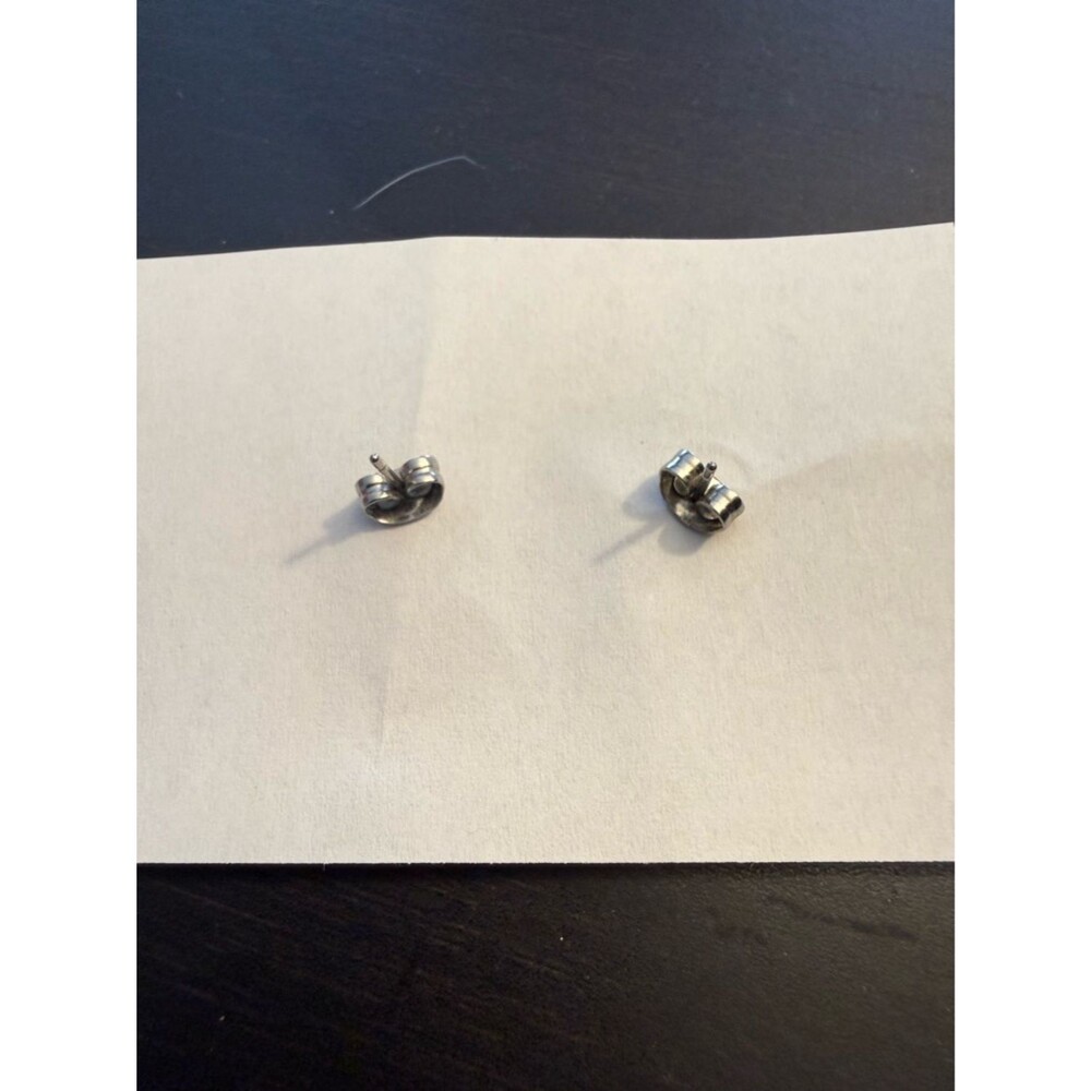 Ivory White Silver Volleyball Stud Earrings - Picture 2 of 3